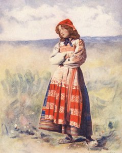 Niños del mundo: Ruso, Esperando (litografía en color) de Mortimer Ludington Menpes