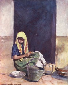 Niños del mundo: Spanish, Helping Mother (litografía en color) de Mortimer Ludington Menpes