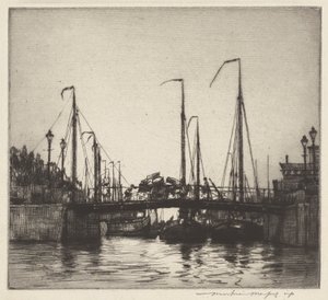 Puente, Rotterdam (Chioggia: Barcos de pesca) de Mortimer Menpes