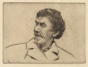 Whistler, mirando a la derecha, monóculo ojo izquierdo de Mortimer Menpes