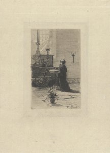 niño de coro arrodillado de Mosè di Giosuè Bianchi