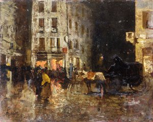 Escena de calle de noche de Mose Bianchi