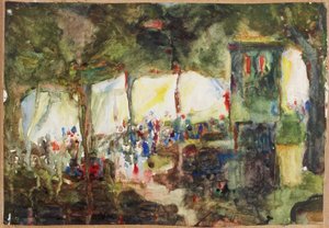 La Feria (acuarela sobre papel) de Moses J. Adams