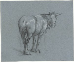 Estudio de un caballo desde atrás, a la derecha
Caballos de trabajo en pie (título de la serie) de Moses Ter Borch