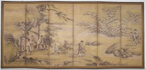 Scenes From 24 Paragons Of Filial Piety (tinta y pigmento dorado sobre papel) de Motonobu Kano
