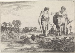 Argus le pide a Mercury que se quede con él Mercurio y Argus (título de la serie) de Moyses van Wtenbrouck