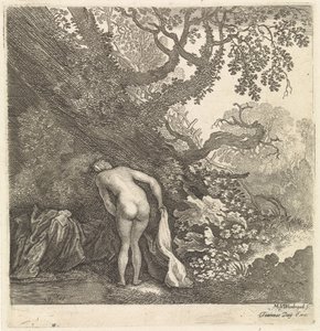 Mujer bañándose, vista desde atrás de Moyses van Wtenbrouck
