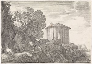 Paisaje con el Templo de Vesta Paisajes arcádicos (título de la serie) de Moyses van Wtenbrouck