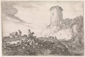 paisaje con torre redonda Paisajes arcádicos (título de la serie)
