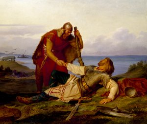 Hjalmar se despide de Örvar-Oddr después de la Batalla de Samsø