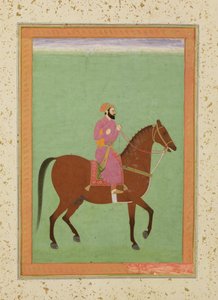 Un Amir Mughal a caballo, c.1670-80, del Gran Álbum Clive de Mughal School