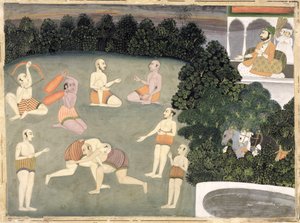 Atletas actuando ante un noble sentado, c.1760 de Mughal School