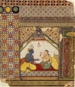 Rama tratando de justificar a Sita su repudio, c.1595 de Mughal School