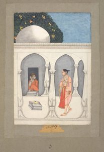 Muhammad Faqirullah Khan Una dama visita un santuario saivita, c.1750 (gouache sobre papel) de Muhammad Faqirullah Khan