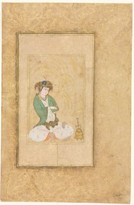 Juventud sentada junto a un sauce, ilustración de una sola página, c. 1600-1650 de Muhammad Yusuf