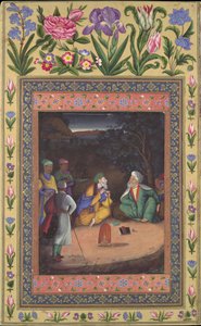 Una reunión nocturna, Folio del Álbum Davis, fechado 1664-65 de Muhammad Zaman