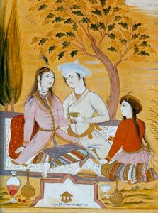 Pareja amorosa y un sirviente, 1696 de Mu
