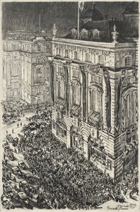 Piccadilly Circus, víspera de la coronación de Jorge VI de Muirhead Bone