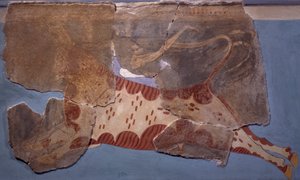 Escena taurina, fresco del palacio Tirinto, civilización micénica