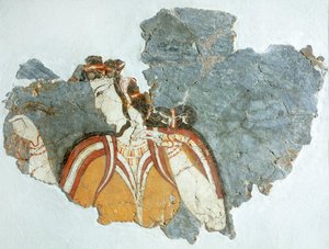 Dama de la corte, fresco del palacio de Micenas, Grecia, Civilización micénica