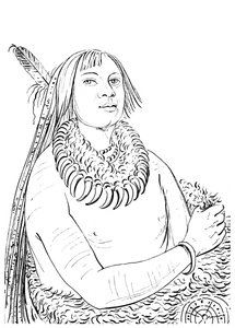 Retrato de Aquel que Corre por el Medio, hombre nativo americano de Myers and Co