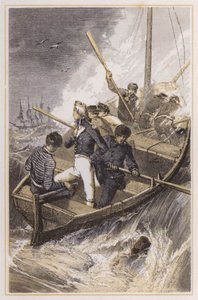 Nelson a bordo de su barco durante una tormenta de Myles Birket (after) Foster
