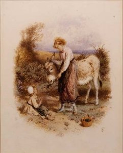 Alimentando al burro de Myles Birket Foster