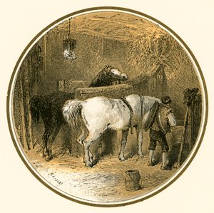 Caballos en el establo de Myles Birket Foster