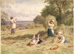 paisaje con figuras de Myles Birket Foster
