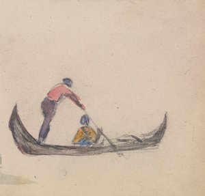 Uno de un grupo de tres estudios de góndolas de Myles Birket Foster