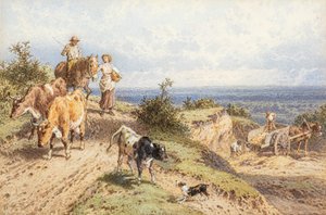 Regreso a casa (acuarela) de Myles Birket Foster