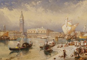 El Palacio Ducal, Venecia, desde los escalones de San Giorgio Maggiore