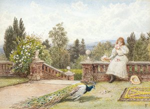 La terraza (acuarela) de Myles Birket Foster