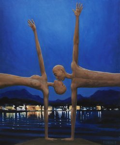 Abrazo nocturno surrealista