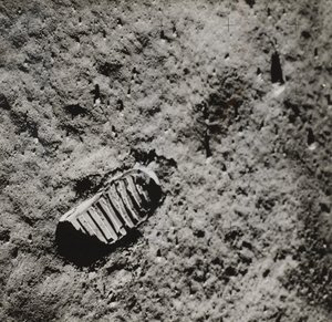 Huella de Buzz Aldrin en la superficie de la Luna, 1969