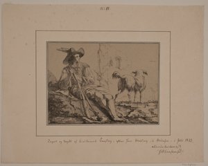 Cazador sentado y un perro de N.B. Krossing
