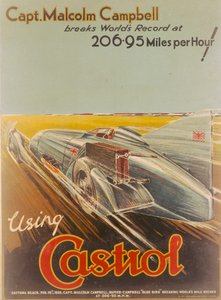 Póster publicitario de Castrol, con Bluebird, 1928