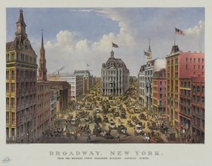 Broadway, Nueva York desde el edificio de Western Union Telegraph mirando al norte de Currier and Ives