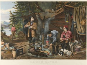 Acampando en el bosque "Un buen tiempo por venir" de Currier and Ives
