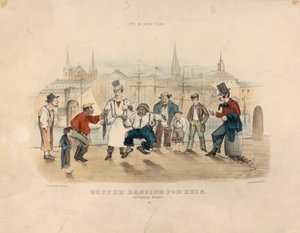 Cuffee Bailando por Anguilas – Mercado de Catharine (Vida en Nueva York) de Currier and Ives