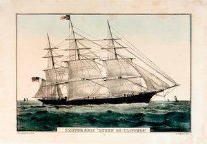 Litografía titulada "Clipper Ship 