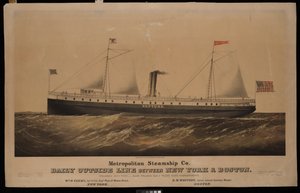 Metropolitan Steamship Co. línea exterior diaria entre Nueva York y Boston... Neptune (litografía, coloreada)
