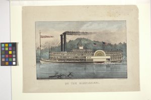 On The Mississippi (litografía coloreada a mano) de N. and Ives J.M. (1824 95) Currier