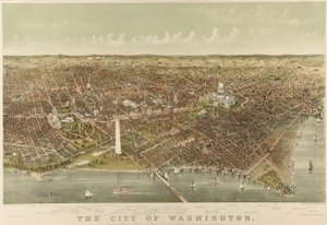 La ciudad de Washington: Vista de pájaro desde el Potomac mirando al norte de Currier and Ives