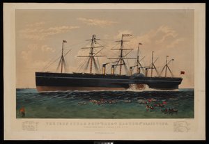 El Barco de Vapor de Hierro Great Eastern... Construido bajo la dirección de I K Brunel... de N. and Ives J.M. (1824 95) Currier