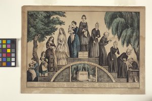 La vida y la edad de la mujer/Etapas de la vida de la mujer desde la cuna hasta la tumba (litografía coloreada a mano)
