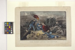 La noche después de la batalla (litografía coloreada a mano)