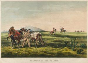 Tramperos en la pradera / ¿Paz o guerra? 1866 de Currier and Ives