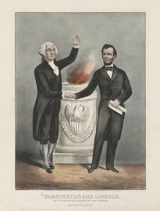 Washington y Lincoln. El padre y el salvador de nuestro país, c.1865 de Currier and Ives