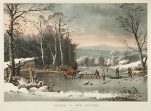 Invierno en el campo, recogiendo hielo